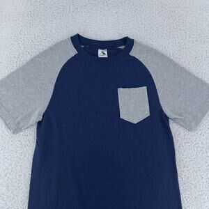 Vtg 90s Augusta Sportswear Shirt XS Blue Gray Raglan Pocket Tee Classic Thin